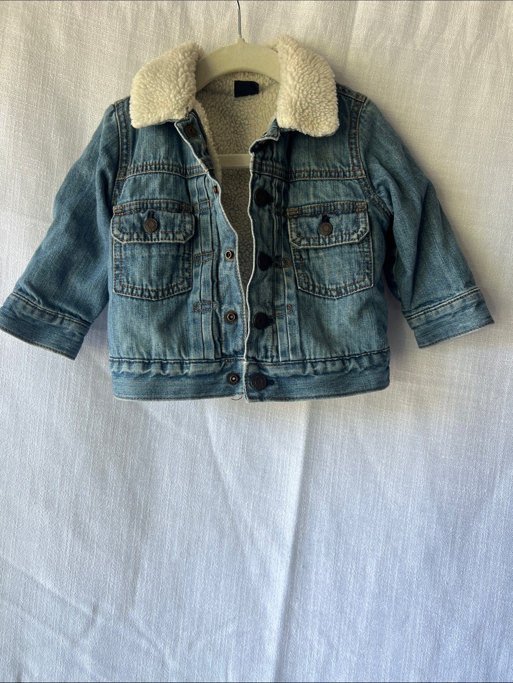 Baby Gap Denim Sherpa-Lined Jacket - Light Blue Size 12-18M